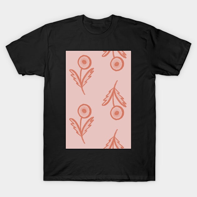 Minimalist dandelion in watermelon pink T-Shirt by FrancesPoff